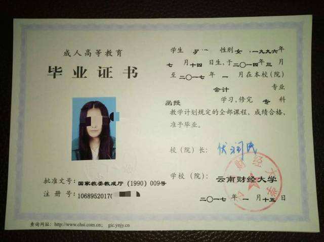 云南財(cái)經(jīng)類大學(xué)成人高考畢業(yè)證